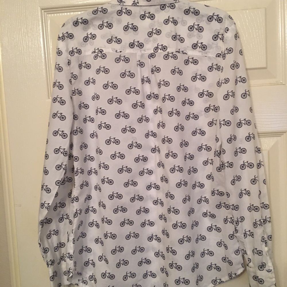 Liz Claiborne button up shirt bike print - Picture 2 of 7